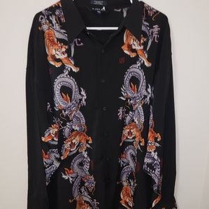 Koman Sports men dragon tiger button down sz 2X